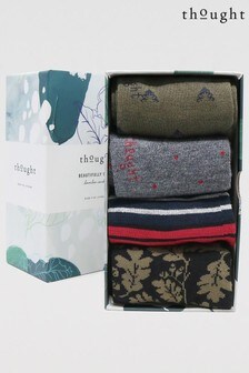 Thought Glenn Klassische Socken aus Bio-Baumwolle mit Bambusfaser, 4er-Geschenkbox, Grün (A41976) | 34 €