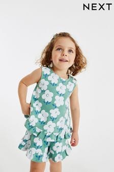 Green Floral Frill Vest And Shorts Set (3mths-7yrs) (A42224) | TRY 207 - TRY 299