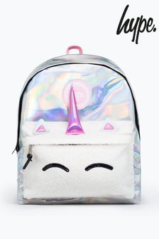 Ružový ruksak s holografickou potlačou a motívom jednorožca s logom Hype. (A42305) | €37