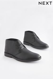 Black Leather Desert Boots (A42432) | $90