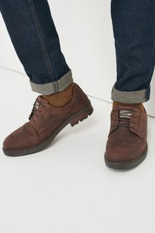 Brązowy - Skórzane nieprzemakalne buty derby na podeszwie z bieżnikiem (A42592) | 277 zł