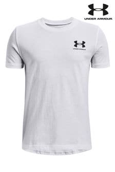 Under Armour White Boys Youth Sportstyle Left Chest Logo T-Shirt (A42859) | SGD 33