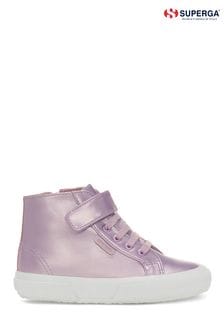 Superga Kids Pink 2674 Glitter Faux Leather Trainers (A42927) | €34