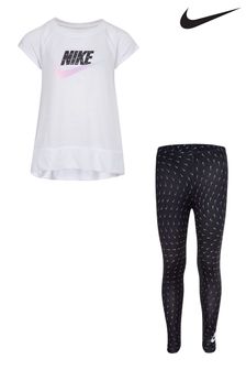 Nike Kleinkinder Essentials Set mit T-Shirt und Leggings, Weiß (A42956) | 54 €