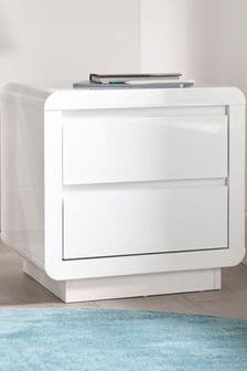 time4sleep White Marlow High Gloss 2 Drawer Bedside Table (A42988) | ￥27,030