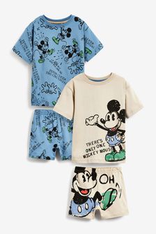 Mickey Mouse Blue/Tan Brown 2 Pack Short Pyjamas (9mths-8yrs) (A43148) | 9 BD - 11.50 BD