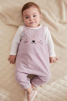 Lilac Purple 2 Piece Baby Character Dungarees And Bodysuit Set (0mths-2yrs) (A43194) | BGN 52 - BGN 57