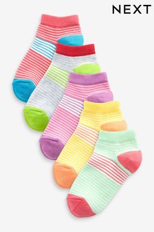 5 Pack Cotton Rich Bright Stripe Trainer Socks