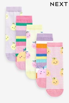 Pink and Purple 5 Pack Cotton Rich Bright Fruit Ankle Socks (A43352) | €8 - €10