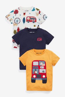  (A43471) | NT$620 - NT$800 黃色/海軍藍巴士 - T 恤 3 件組 (3個月至7歲)