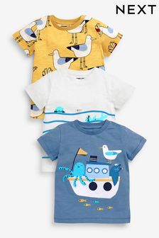 Blue/Yellow Seagull 3 Pack T-Shirts (3mths-7yrs) (A43474) | $35 - $44