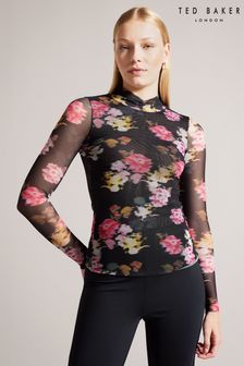 Ted Baker Malyel Printed Mesh Black Top (A43498) | €34