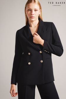 Ted Baker Llayla Double Breasted Black Jacket With Gold Detailing (A43506) | 203 €