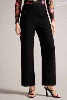 Ted Baker Enyyaa High Waisted Straight Leg Black Trousers (A43509) | €204