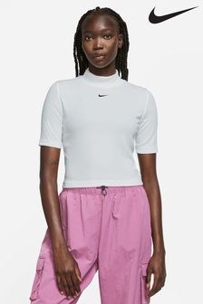 Nike White Rib Mock Neck Short Sleeve Top (A43582) | €21.50