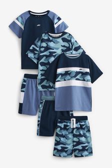 Motif camouflage bleu - Lot de 3 pyjamas courts (1,5-16 ans) (A43679) | €34 - €45