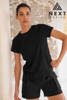 שחור - חולצת ז'קארד לאימון עם שרוולים קצרים ודוגמת נקודות גאומטרית (A43771) | ‏67 ‏₪
