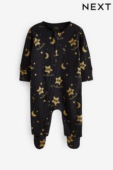 Black/Gold Baby Eid Zip Sleepsuit (0-2yrs) (A43786) | SGD 17 - SGD 19