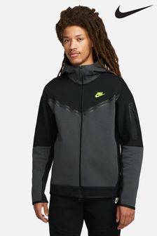 Czarny/Szary - Polarowa bluza z kapturem Nike Tech, zapinana na suwak (A43841) | 582 zł