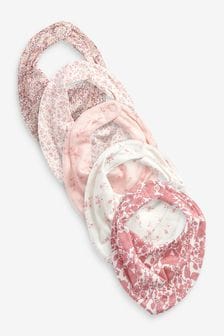 Roz model floral - Pachet 5 bavete pentru bebeluși (A43859) | 91 LEI