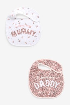Pink Mum/Dad Floral 2 Pack Regular Bibs (A43862) | $9