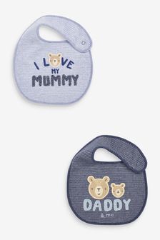 Navy Blue Mum/Dad Bear 2 Pack Regular Bibs (A43912) | HK$50