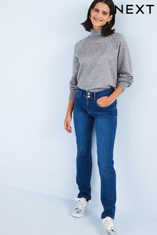 Mittelblau - Figurverbessernde Jeans mit schmaler Passform (A44409) | CHF 35