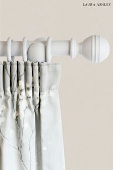 Laura Ashley Pale Dove Grey 35mm Wood Curtain Pole With Ribbed Ball Finial (A44600) | €85 - €141