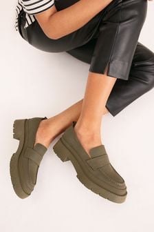 Khaki Green - Forever Comfort® Rubberised Chunky Loafers (A44718) | kr493