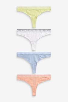 Multi Pastel Thong Cotton Rich Logo Knickers 4 Pack (A45233) | 22 €