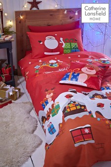 Catherine Lansfield Red Santa's Christmas Presents Duvet Cover and Pillowcase Set (A45407) | $22 - $32