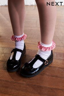Red 5 Pack Cotton Rich Gingham Ankle School Socks (A45568) | kr140 - kr160