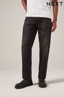 Washed Black Cotton Straight Fit Jeans (A45971) | DKK165