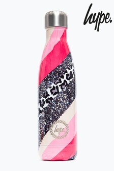 Hype. Pink Leopard Glitter Wave Metal Water Bottle (A46128) | €18.50