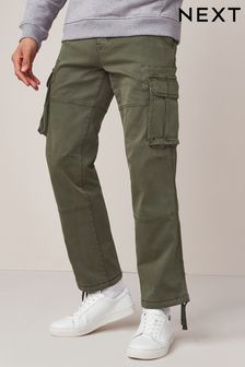Vert kaki - Next Authentic Pantalons cargo coupe droite en coton stretch (A46453) | €32