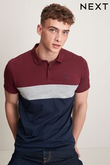 Burgundy Red Chest Block Polo Shirt (A46565) | $24