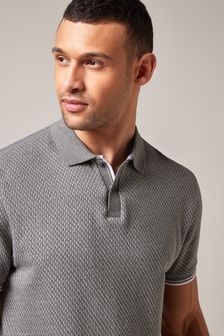 Grey Textured Polo Shirt (A46696) | 26 €