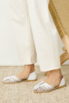 أبيض - حذاء جلد منسوج جزأين من ‪Forever Comfort®‬ (A46797) | 15 ر.ع