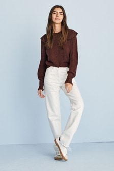 White Relaxed Straight Leg Dad Jeans (A47078) | €44