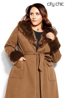 City Chic Make Me Blush Brown Coat (A47119) | €66