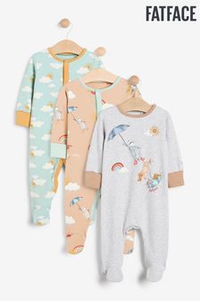 FatFace Baby Crew Animal Printed Sleepsuits 3 Pack (A47136) | 16,380 Ft - 17,470 Ft