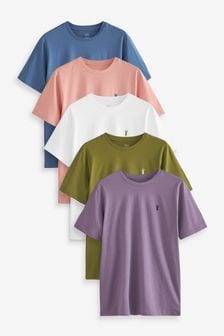 Summer Pastel Mix 5 Pack Regular Fit Stag T-Shirts (A47183) | CA$84