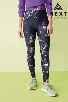 Navy Floral Print High Waist Next Active Sports Sculpting Leggings (A47974) | TRY 279