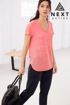 Coral Pink Next Active Sports Short Sleeve V-Neck Top (A47999) | €18.50