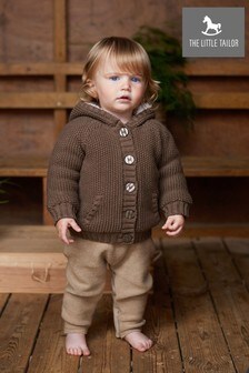 The Little Tailor Brown Pixie Pram Plush Lined Coat With Pom Poms (A48094) | CA$106