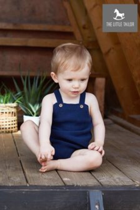Bleumarin - Salopetă scurtă tricotată the Little Tailor Bebeluși stilată (A48109) | 194 LEI