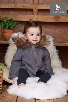 The Little Tailor Charcoal Faux Fur Trimmed Hooded Jacket (A48119) | OMR22