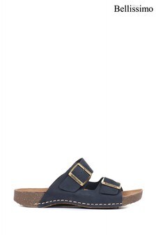 Bellissimo Ladies Leather Double Buckle Mule Sandals (A48291) | ₪ 177