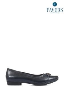 Pavers Blue Faux Leather Slip-On Pumps (A48326) | OMR17