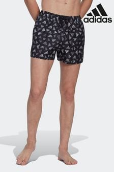 adidas Black Performance Logo Print CLX Swim Shorts Very Short Length (A48359) | €17.50